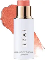 Ogee Sculpted Face Stick (CARNELIAN - SHEER LUMINOUS CORAL) Certified Organic Face Makeup - Multi-Use Cream Blush & Highlighter