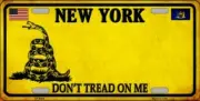 NEW YORK DON'T TREAD ON ME FLAG METAL AUTO TAG LICENSE PLATE 6X12 (NEW)