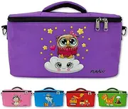 Punalu Toniebox Bag for 30 Tonies, Charger and Headphones Toniebox Bag (Owls Purple)