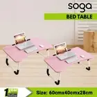 SOGA 2X Foldable Study Bed Table Adjustable Desk Stand with Notebook Holder Pink