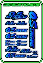O.S ENGINES RC STICKER SHEET REMOTE CONTROL PLANE CAR OS SPEED TUNED B/FAD BLACK