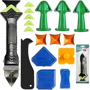 MEIYUETAOSI Caulking Removal Tool 3 in 1 Generic Silicone Caulking Tools, Grout Removal Tool, with Grout Scraper, 6 Exchange Silicone Pads for Bathroom, Kitchen, Floor, Sink Joint(Green)