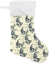 XYMZR Skulls Grey Group Christmas Stocking 18” Christmas Stockings with Plush Faux Fur Cuff Decoration for Holiday Family Party, Multi-colored
