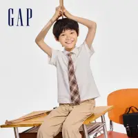 在飛比找momo購物網優惠-【GAP】男童裝 Logo短袖POLO衫-白色(890536