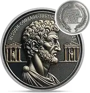 Delicate Four Virtues Stoic Coin - Silver EDC Roman Cardinal Virtues Challenge Coin - Love of Fate Token Reminder for Daily Stoic Practice - Inspirational Thoughtful Stoicism Gifts for Men Women Kids