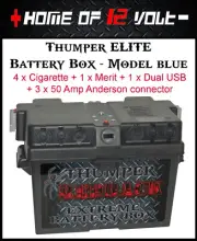 Thumper ELITE Battery Box 4 x Cigarette 1 Merit Dual USB socket Anderson 50 Amp