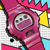 在飛比找PChome24h購物優惠-CASIO G-SHOCK 復古流行大錶徑計時錶/桃/DW-