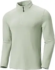 [TIHEEN] Quarter Zip Running Shirt for Men, Long Sleeve Lightweight Performance Golf Pullover Hiking Running Shirts