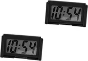 JECOMPRIS 2pcs Car Digital Clock Dashboard Desk Clock Mini Digital Monitor Car Dashboard Decoration Number Dash Automobile Automotive Thermometers Auto Timer Plastic Black