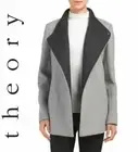 Theory Naomo R Hi-Neck Woo-Cashmere Lana-Double-Face Two Tone Coat Jacket M $545