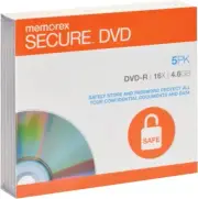 NEW Memorex 5PK Secure DVD-R Password Protected Encryption 16x 4.6GB AES 256