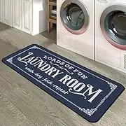 Manduoli Laundry Room Rug Runner 20"X47" Non Slip Laundry Rugs and Mats Farmhouse Runner Rugs for Laundry Room Decor and Accessories, Blue
