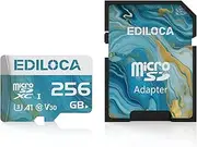 256GB Micro SD Card, Memory Card with SD Adapter, Read Speed up to 100MB/s, UHS-I TF Card for 4K Video Recording, Compatible with Smartphone, Dash Cam, Camera and Drones, C10, U3, V30, A1