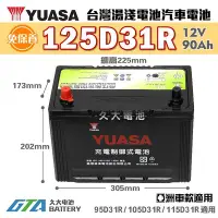 在飛比找Yahoo!奇摩拍賣優惠-✚久大電池❚ YUASA 湯淺 125D31R 免保養 汽車