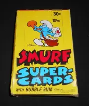 1982 Topps Smurf Super Cards Box Unopened Rare 24 Wax Packs Unpunched CLEAN