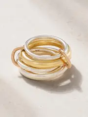 [Spinelli Kilcollin] Spinelli Kilcollin - Cici Set Of Four 18k Yellow And Pink Gold And Sterling Silver Rings - 7 7 Gold