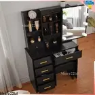 Dressing Table Stool Set Makeup Mirror 10 LED Vanity Desk Cabinet Shelves Black