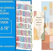 DSM 5 TR Tabs, Index for DSM-5 Diagnostic and Statistical Manual of Mental Disorders, Watercolor Laminated 100 Pcs Including 18 Blank Ones, with Alignment Guide and Bookmark