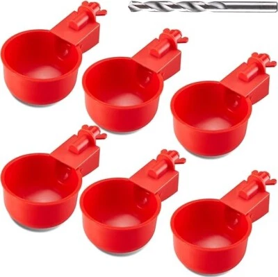 6 PCS Automatic Water Cups Poultry Drinker Waterer Chicken Ducks Quail Drinking
