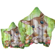 Cute Kids Drawings Mushrooms Bunny and Chipmunk Towel with Hood