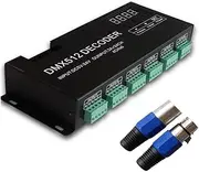Binxind Digital 24CH RGB RGBW DMX512 Decoder, RGBW 512 Decoder 512 Controller for LED Strip (B)