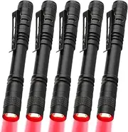 MVIOCS Red LED Pen Flashlights, Mini, Waterproof Pocket Flashlight with Clip, Small Red Light Flashlights for Work,Astronomy, Aviation, Night Observation (5 Pack Red Light)