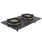 29.5in 4.5KW 2800Pa Dual Burner Gas Stove Cooker Tempered Glass Kitchen Tool