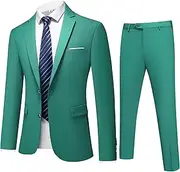 [MOGU] Men's 2 Piece Suit Solid Color Formal Dress Suits Slim Fit Tuxedo Set Jacket Pants with Tie