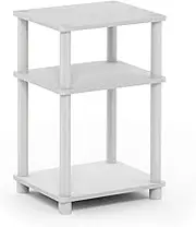 Furinno Just 3-Tier Turn-N-Tube Side Table with Plastic Poles, White(Espresso)/White