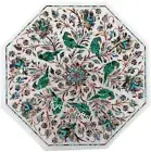 Parrot Pattern Inlay Work Coffee Table Top Octagon Marble Kitchen Side Table