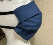 BEST NAVY BLUE COTTON FACE MASK with Ties+POCKET+FILTER+NOSE WIRE,Straps Strings