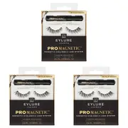 3x Eylure London Pro Magnetic Faux Mink False Lash & Black Eyeliner Set 15-Wears