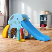 Keezi Kids Slide Swing Set with Basketball Hoop 5 in 1 Climbing Frame 120cm Blue