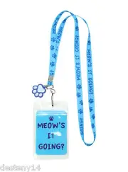 Cat's Lanyard Meow's It Going? ID Document Holder Keychain with Rubber Charm