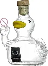 Grenade Whiskey Bottle, Duck Shaped Wine Decanter, Glass Whiskey Bottle Statue, Clear Glass, Stylish & Functional, 4.72x5.71 Inches for Home Bar Dining Area