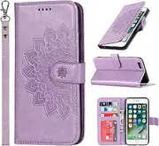 for iPhone 6S Case Wallet with Cards Holder,Coque for iPhone 6 Flower Strap Case,Leather Case for Women Flip Cover Bag portefeuille Pour Femmes for iPhone6S iPhone 6 Purple