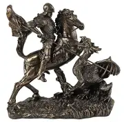 6 1/2" St George The Dragon Slayer Statue Antique Bronze Color