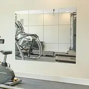 [Ruomeng] Gym Mirrors 12 Inch x 12Pcs Wall Mounted Mirror Glass Frameless Full Length Mirror Tiles for Home Gym, Bedroom, Door & Bathroom