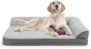 [Sivomens] Dog Bed for Medium Large Dogs, Egg Crate Foam Orthopedic Dog Bed with L-Shaped Bolster Removeable Bed Cover, Non-Skip Washable Faux Plush Raised Dog Bed Sofa Mattress Headrest XL