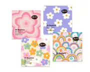 bulk 960 Groovy Style Napkins 2Ply 4 Assort 33cm