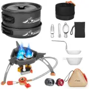 Camping Cookware Mess Kit with 7200W Camping Stove, 14PCS Non-Stick Camping P...