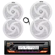 JVC Marine Bluetooth CD Receiver, 4x 8" 320W + 6.5" 240W White Speaker, Antenna