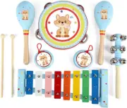 Kids Musical Instruments Sets, 12Pcs Wooden Percussion Instruments