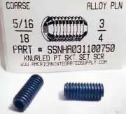 5/16-18x3/4 Hex Socket Set Screws Knurled Point Alloy Steel (10)