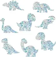 16PCS 8 Styles Dinosaur Window Clings Static Rainbow Window Stickers Non Adhesive Collision Glass Stickers Vinyl Film Waterproof Laser Stained Decals for Sliding Doors Prevent Birds Strikes