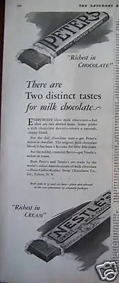 1926 Antique Peter's and Nestle's Chocolate Candy Ad