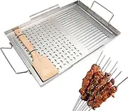 Stove Top Griddle - Griddle Pan | Stainless Steel Cooking Tools with Handles, Barbecue Utensils for Indoor Kitchen Outdoor Camping Use
