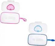 TIDTALEO 2Pcs Portable Wipes Boxes Lightweight Wipes Cases for Strollers Cribs White Pink White Blue for Organizing Wet Tissues The Go