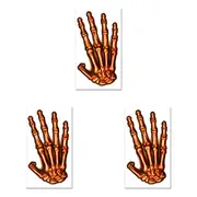 3x Skeleton Bones Large Temporary Tattoo Kit Halloween Costume Accessory 14+