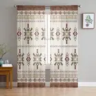 Curtains 84Inch Length 2 Panels Set Retro Ethnic Tribes Geometric Semi Sheer Cur